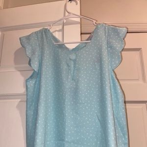 Light Blue Formal Work Professional Keyhole Top - Size S